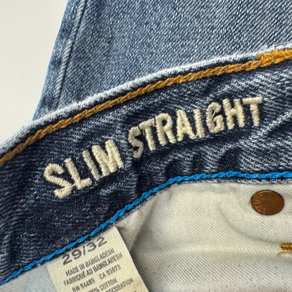 American Eagle Jeans Mens 29x28 Blue Slim Straight Denim Skate Indie Gorpcore - Picture 3 of 8